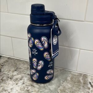 Life Is Good Dark Blue Bottle with Flip Flop Pattern